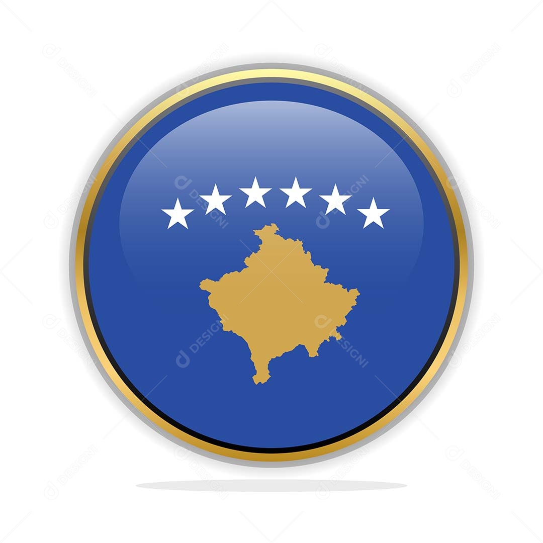 Botão da Bandeira de Kosovo Ilustração Vetor EPS