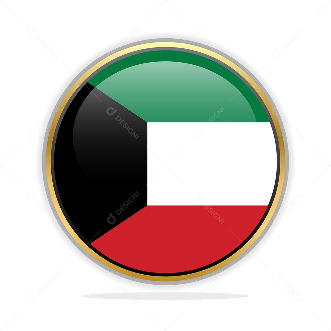 Botão da Bandeira de Kuwait Ilustração Vetor EPS