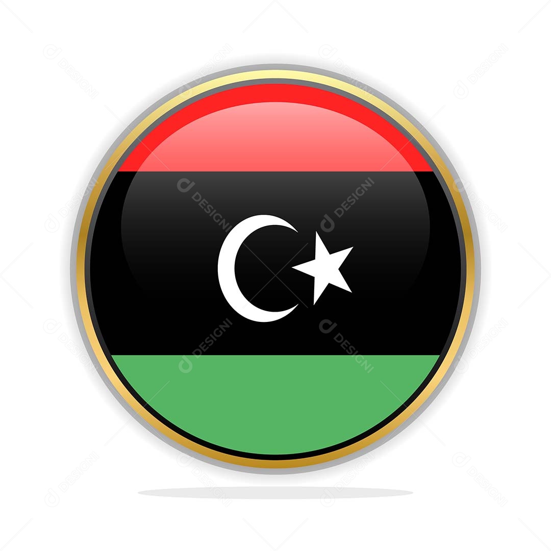 Botão da Bandeira da Líbia Ilustração Vetor EPS
