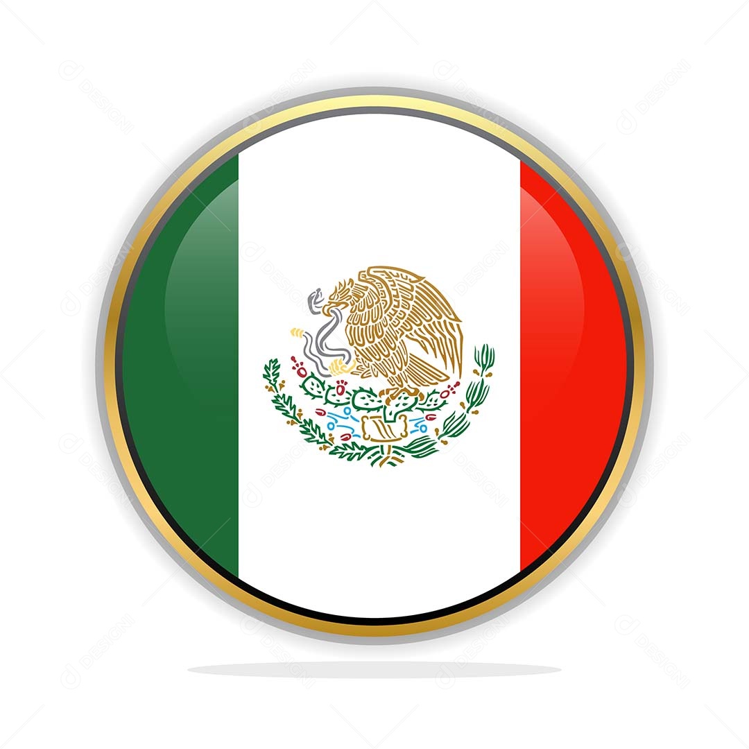 Botão da Bandeira do México Ilustração Vetor EPS
