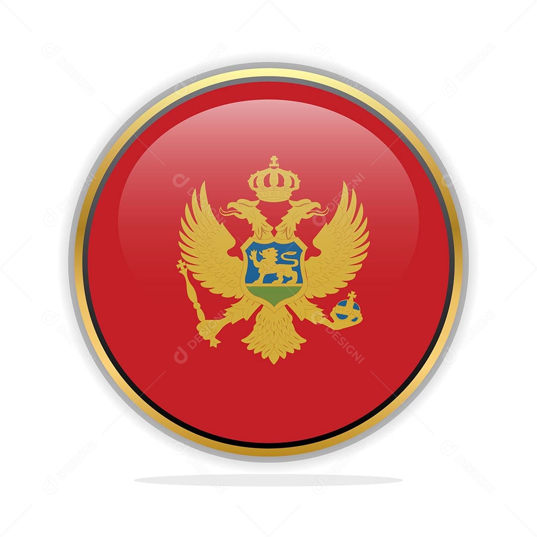 Botão da Bandeira de Montenegro Ilustração Vetor EPS