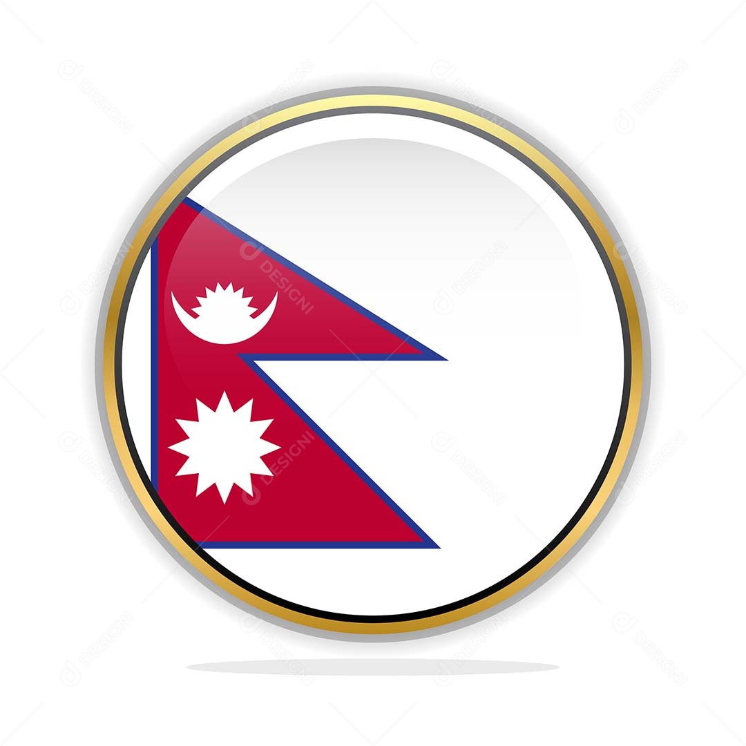 Botão da Bandeira do Nepal Ilustração Vetor EPS