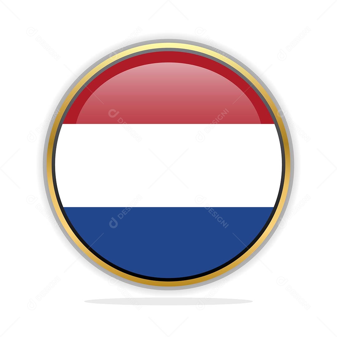 Botão da Bandeira da Holanda Ilustração Vetor EPS