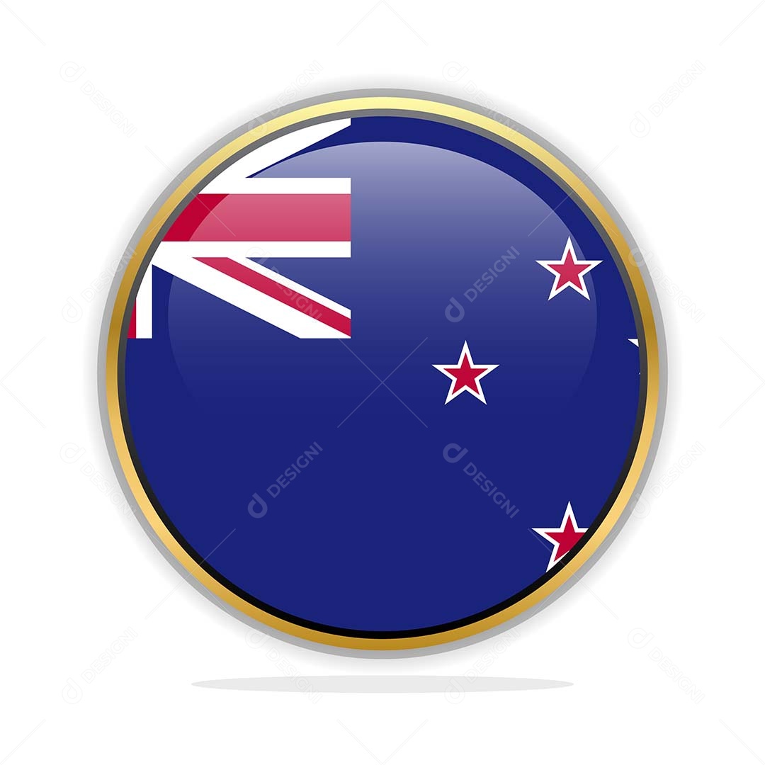 Botão da Bandeira da Nova Zelândia Ilustração Vetor EPS