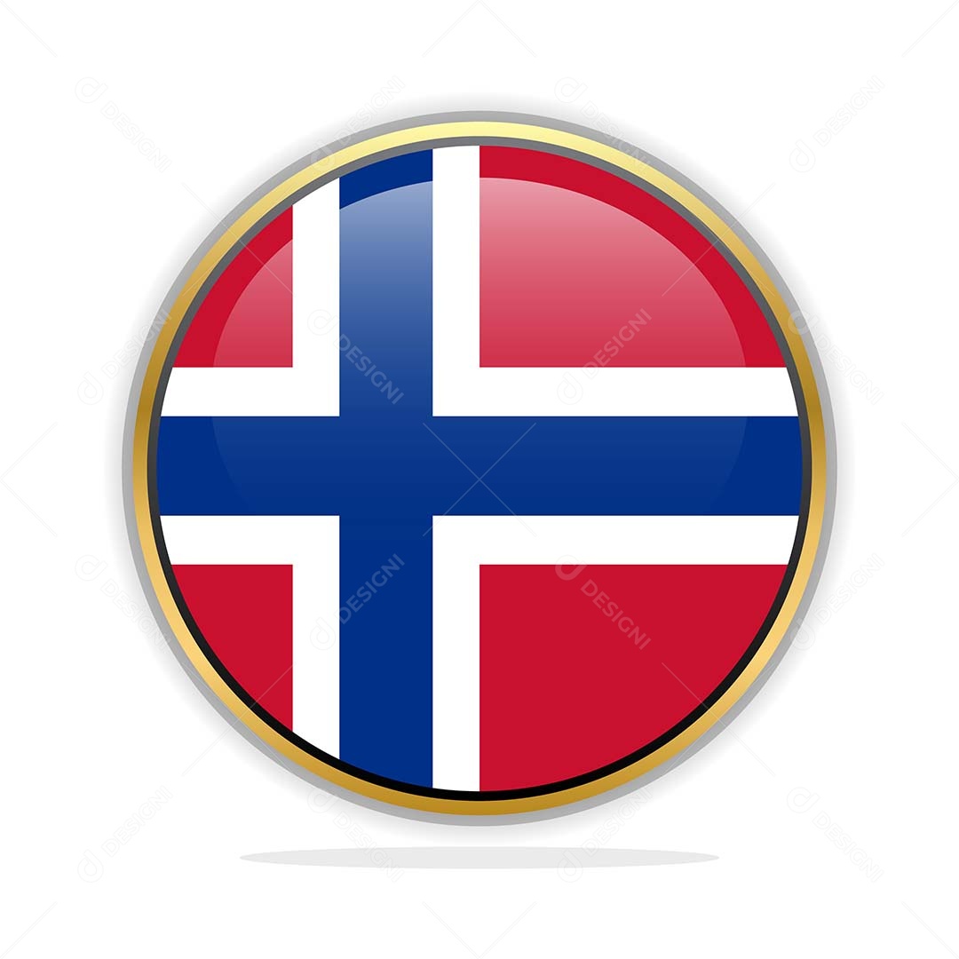 Botão da Bandeira da Noruega Ilustração Vetor EPS