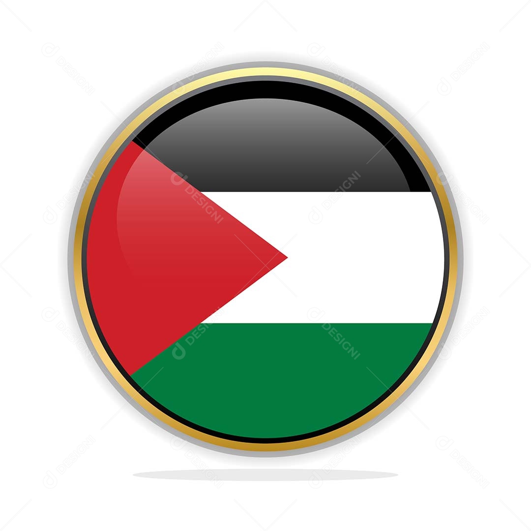 Botão da Bandeira da Palestina Ilustração Vetor EPS