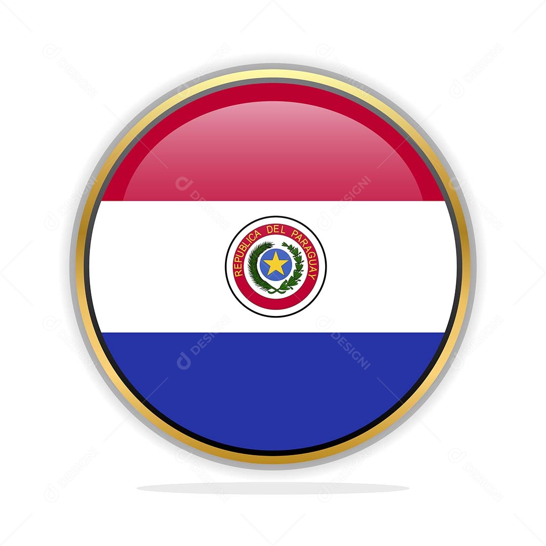 Botão da Bandeira do Paraguai Ilustração Vetor EPS