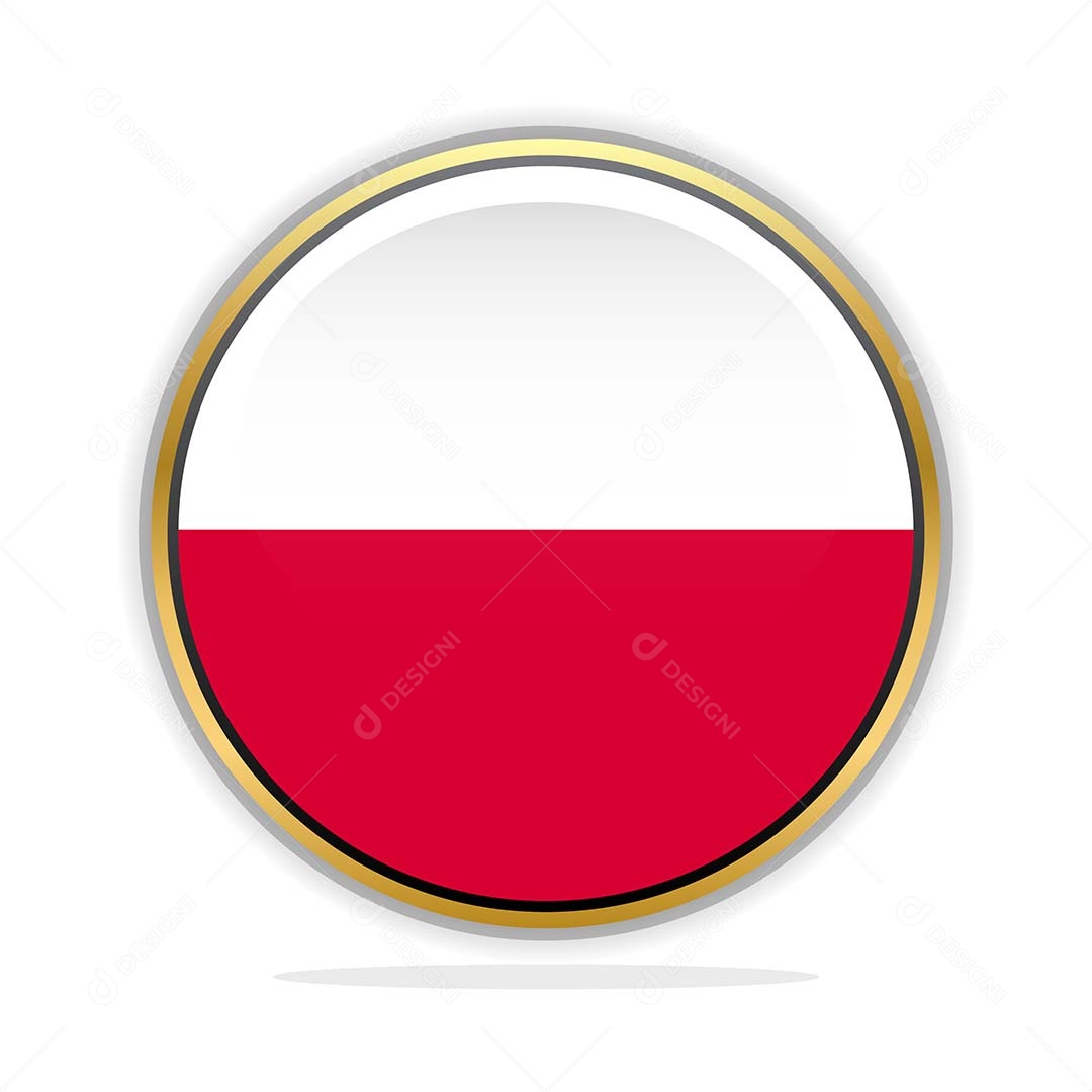 Botão da Bandeira de Polônia Ilustração Vetor EPS