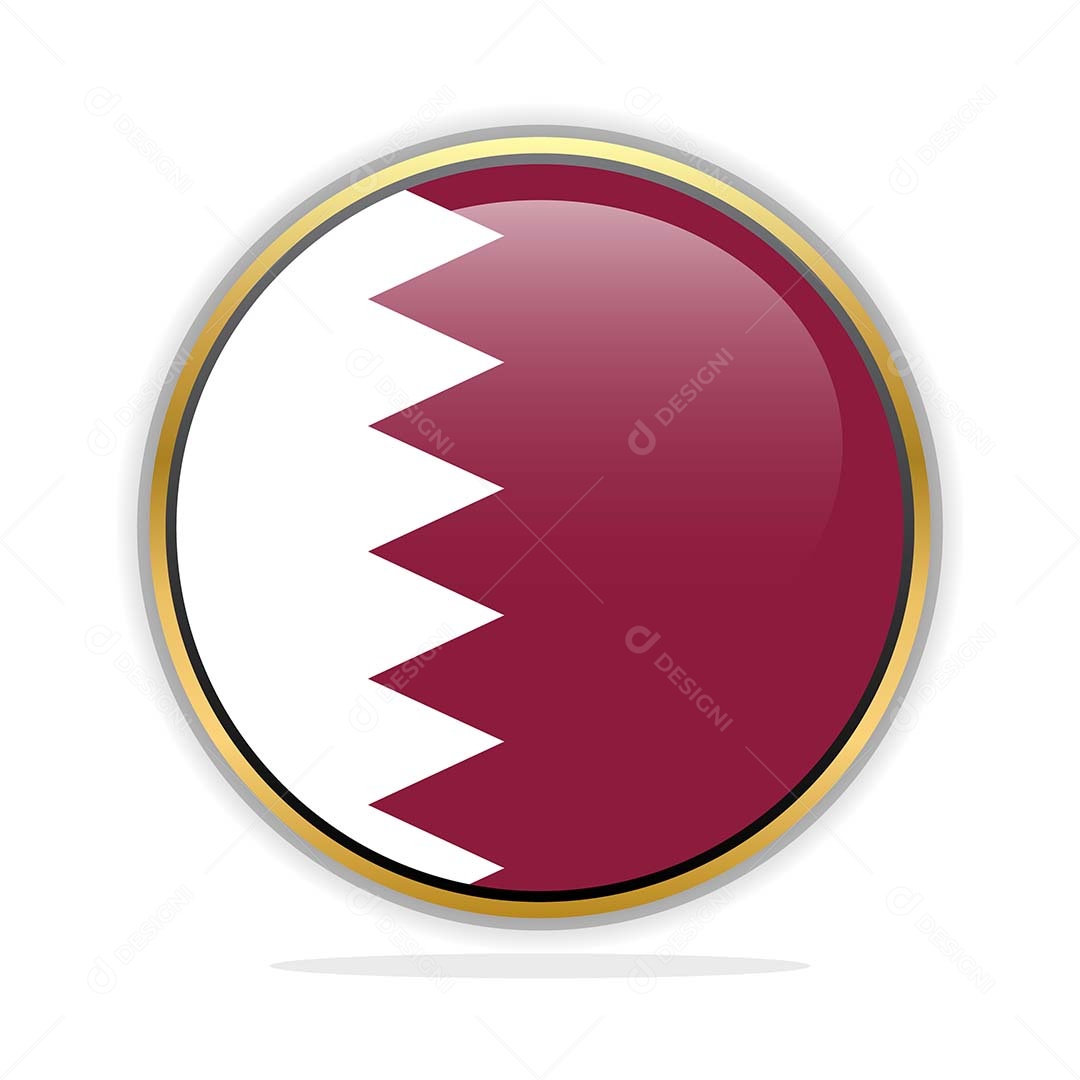 Botão da Bandeira do Qatar Ilustração Vetor EPS