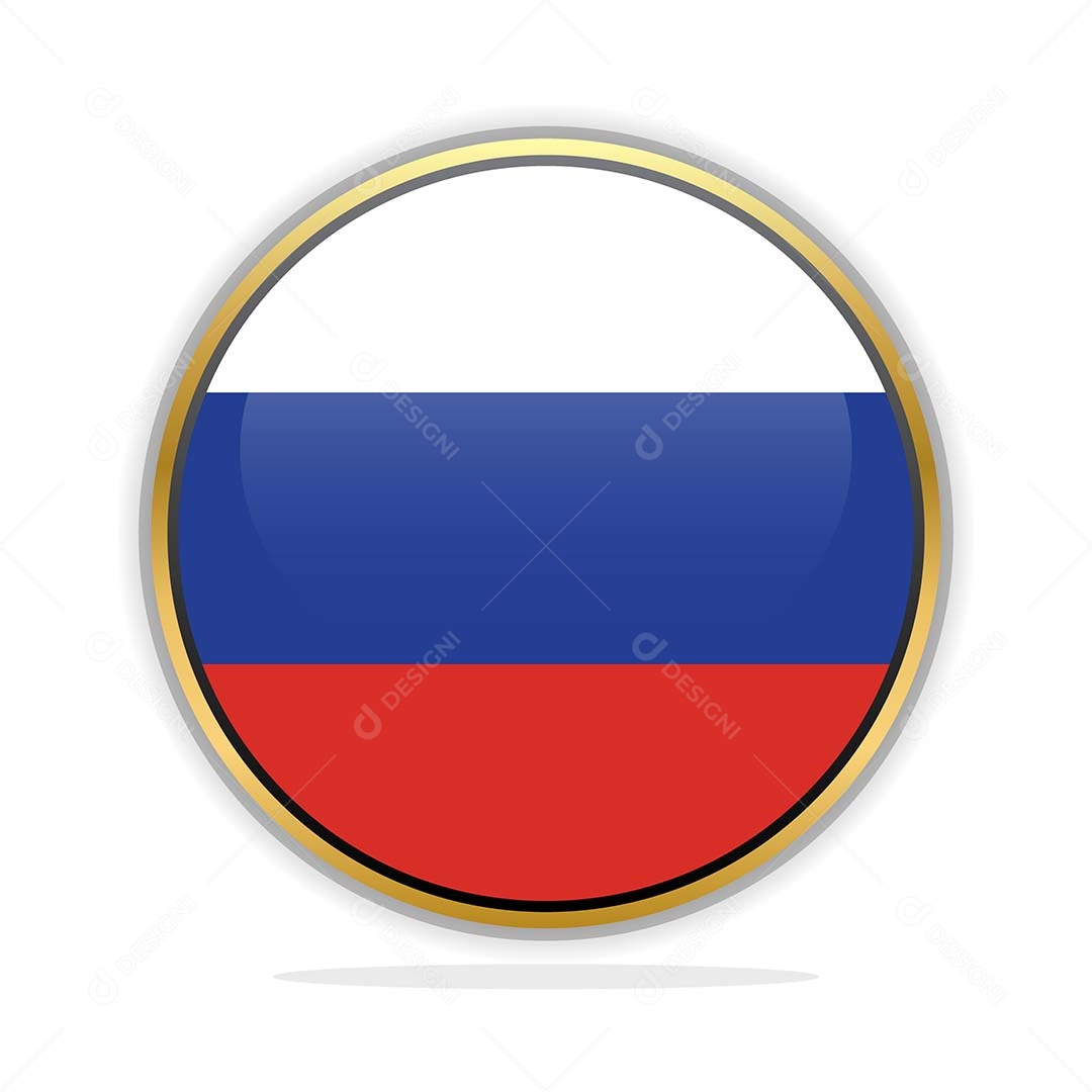 Botão da Bandeira da Rússia Ilustração Vetor EPS