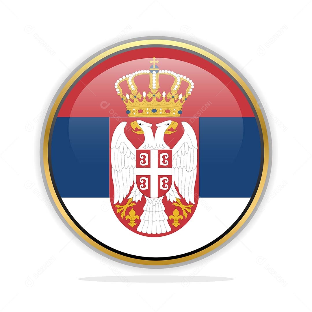 Botão da Bandeira da Sérvia Ilustração Vetor EPS
