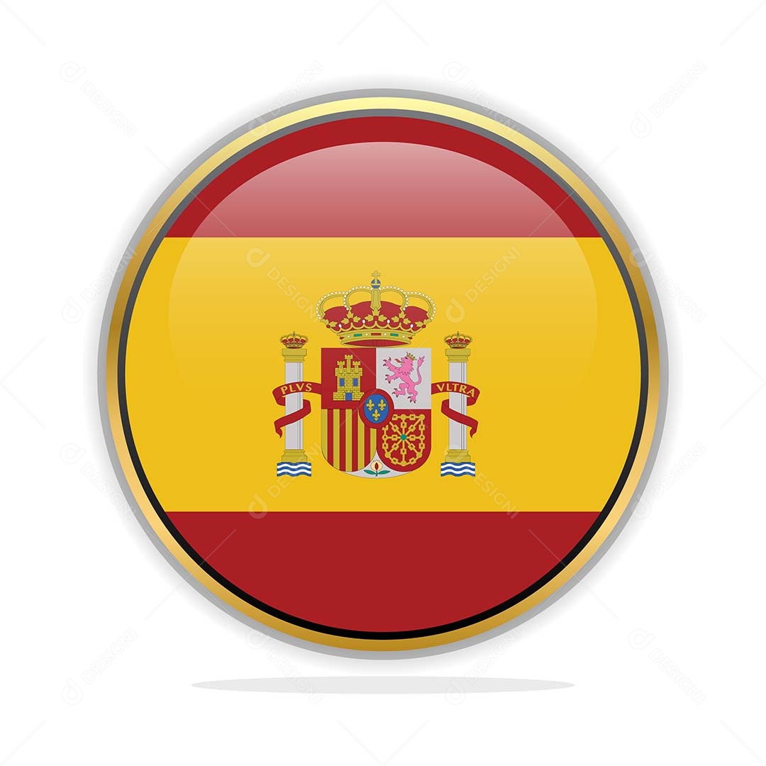 Botão da Bandeira da Espanha Ilustração Vetor EPS