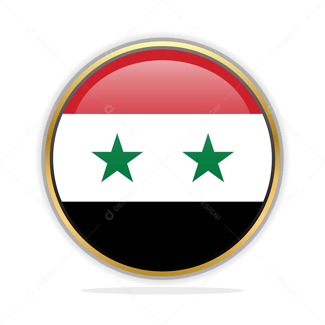 Botão da Bandeira da Síria Ilustração Vetor EPS
