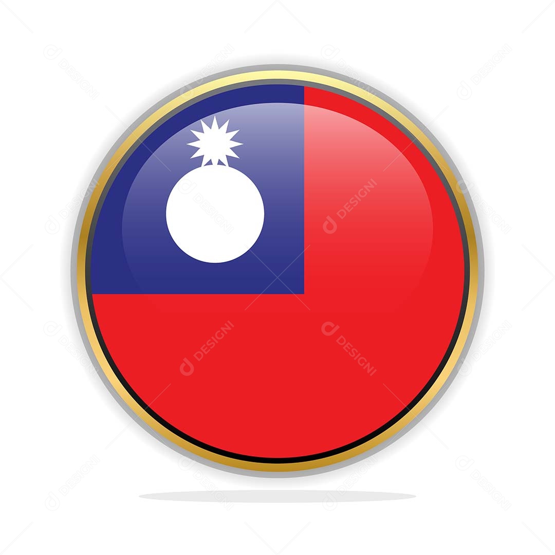 Botão da Bandeira de Taiwan Ilustração Vetor EPS