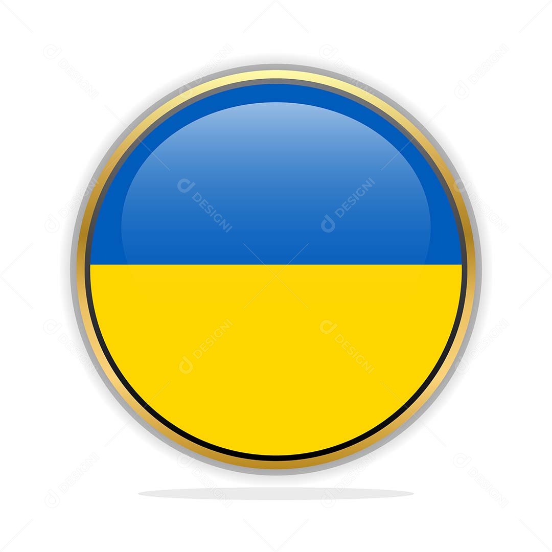 Botão da Bandeira da Ucrânia Ilustração Vetor EPS