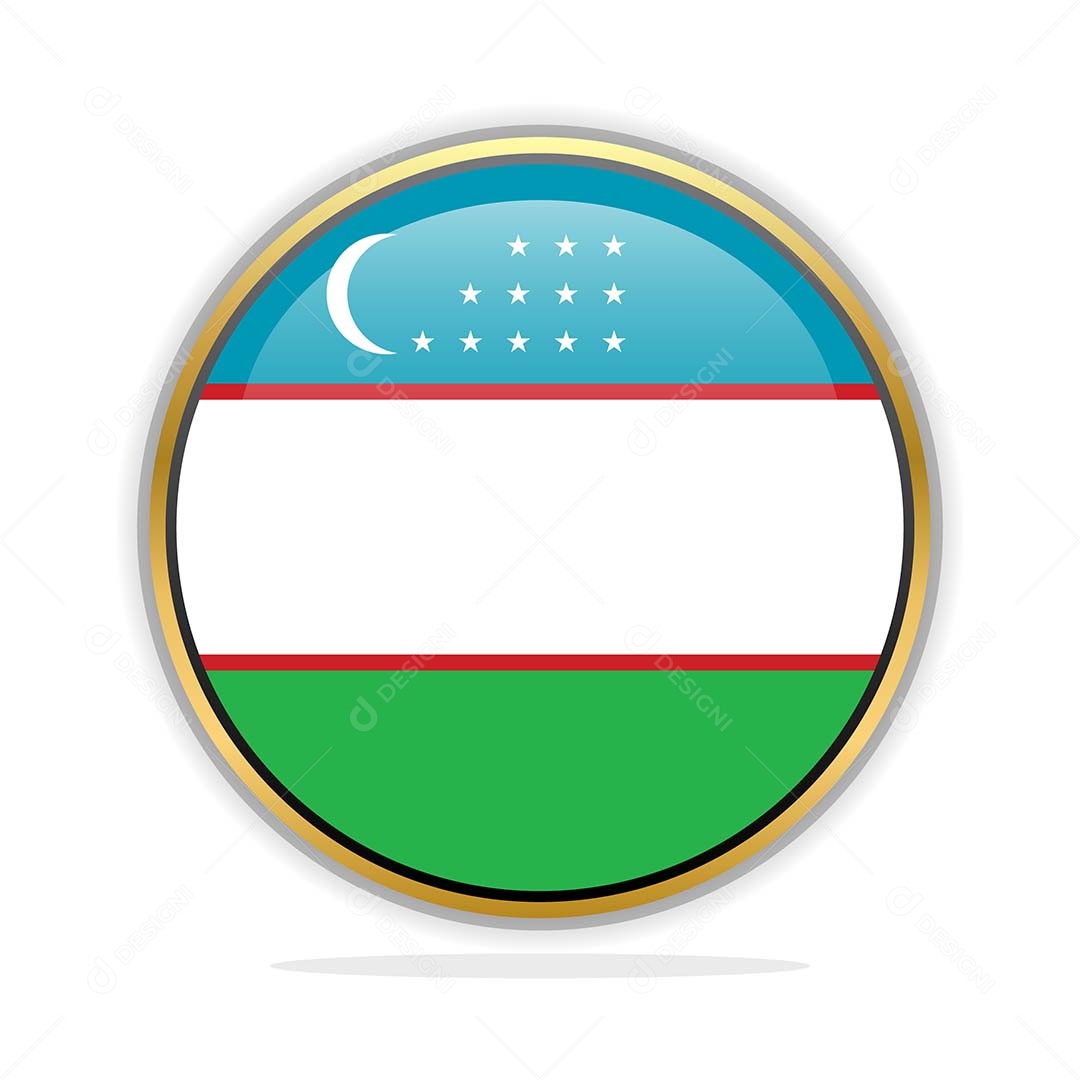 Botão da Bandeira do Uzbequistão Ilustração Vetor EPS