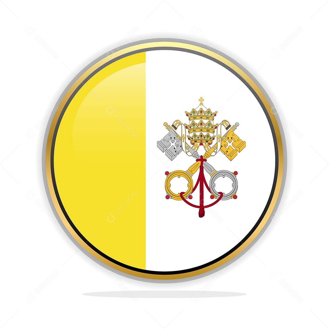 Botão da Bandeira da Cidade do Vaticano Ilustração Vetor EPS