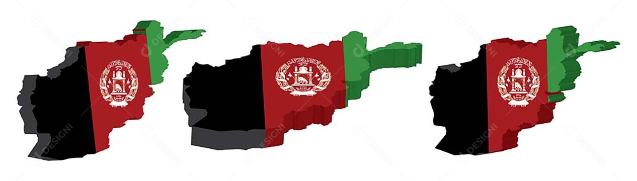 Mapa 3D do Afeganistão Ilustração Vetor EPS