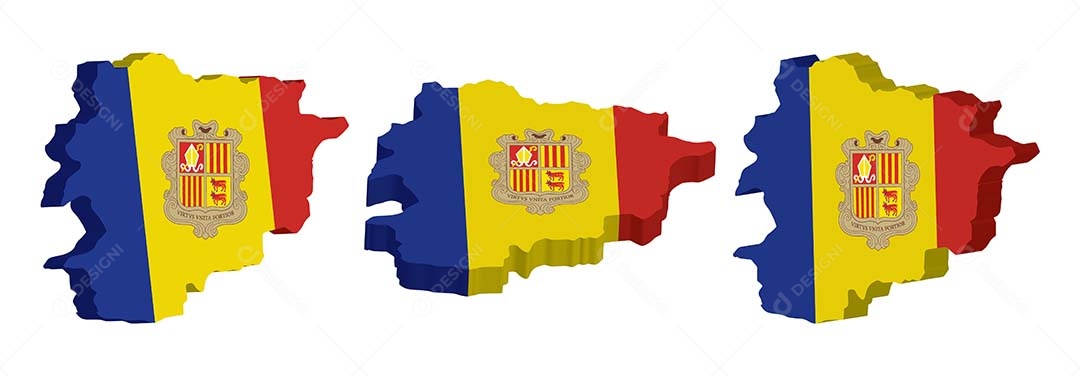 Mapa 3D de Andorra Ilustração Vetor EPS