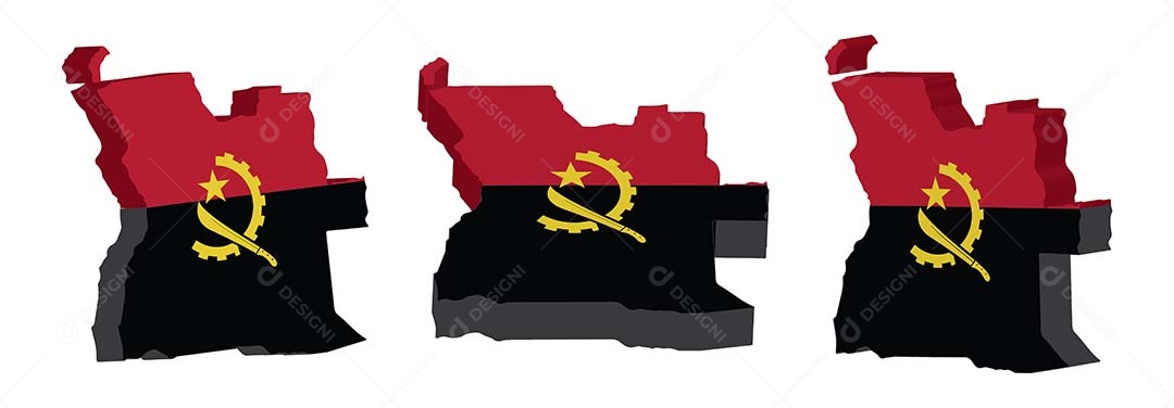 Mapa 3D da Angola Ilustração Vetor EPS