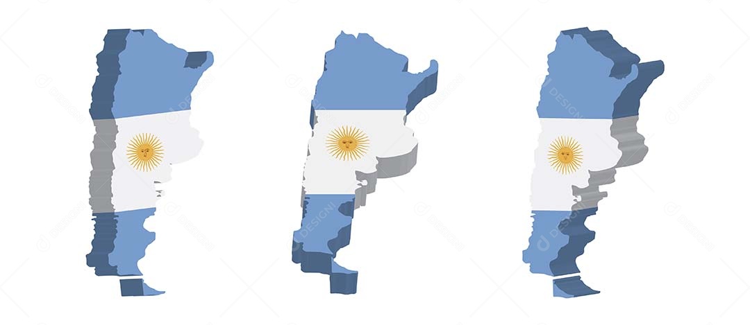 Mapa 3D da Argentina Ilustração Vetor EPS