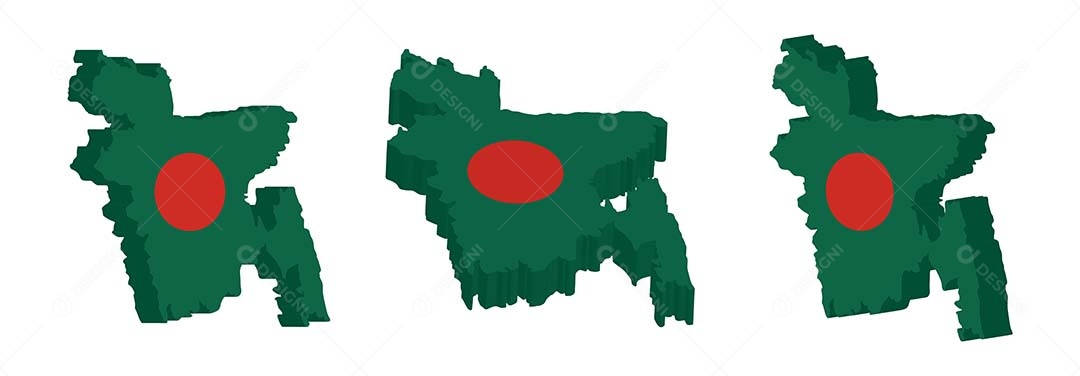 Mapa 3D de Bangladesh Ilustração Vetor EPS