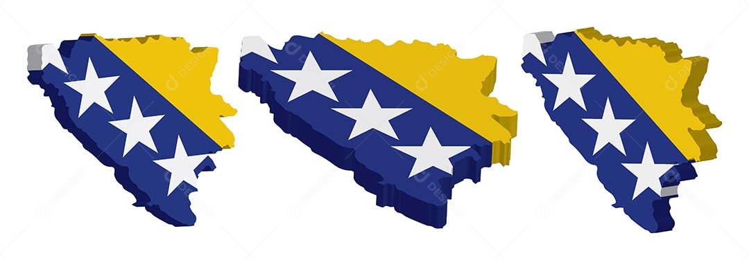 Mapa 3D da Bósnia Ilustração Vetor EPS