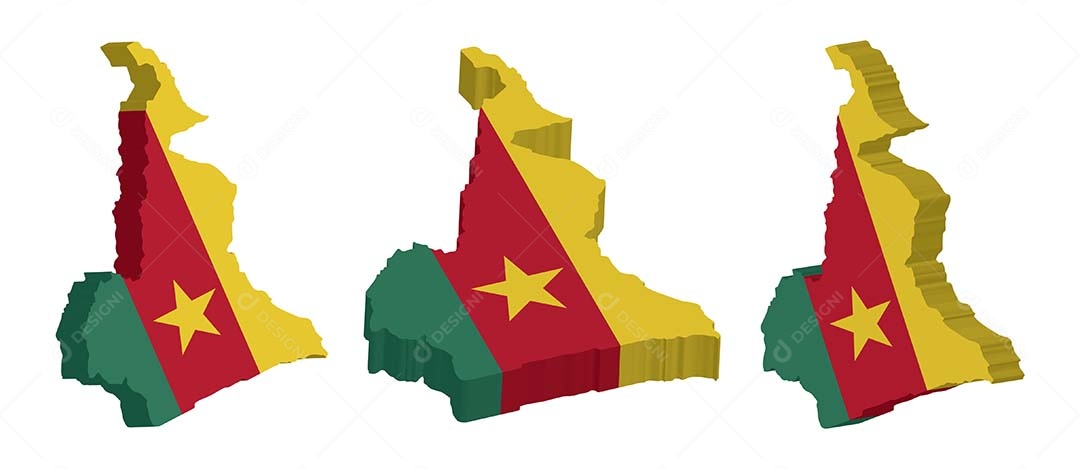 Mapa 3D de Camarões Ilustração Vetor EPS