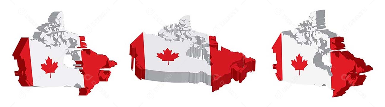 Mapa 3D do Canada Ilustração Vetor EPS