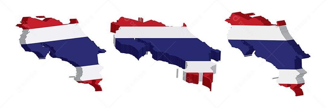 Mapa 3D da Costa Rica Ilustração Vetor EPS