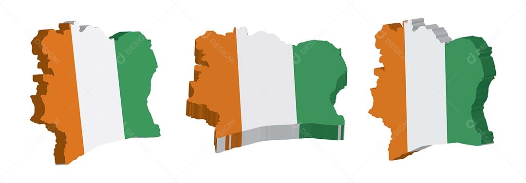 Mapa 3D da Costa do Marfim Ilustração Vetor EPS