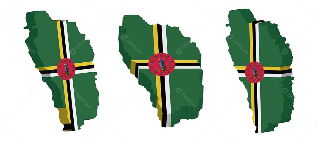 Mapa 3D da Dominica Ilustração Vetor EPS