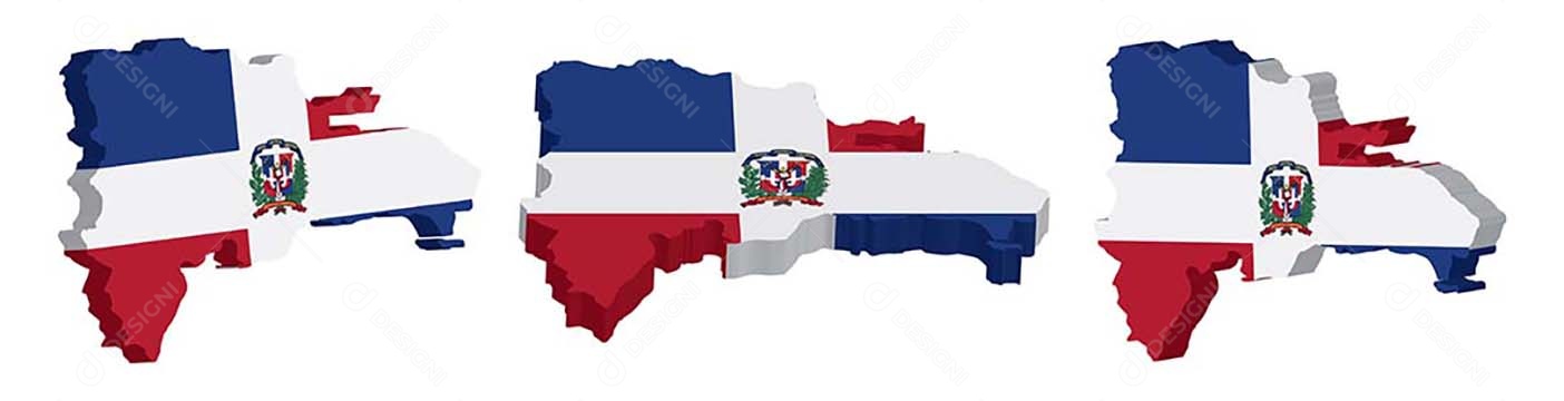 Mapa 3D da República Dominicana Ilustração Vetor EPS
