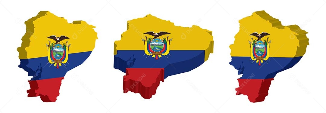 Mapa 3D do Equador Ilustração Vetor EPS