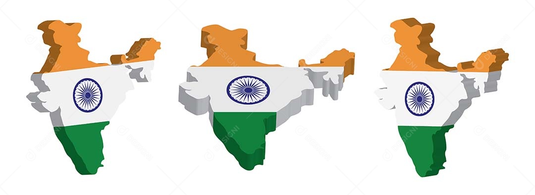 Mapa 3D da Índia Ilustração Vetor EPS