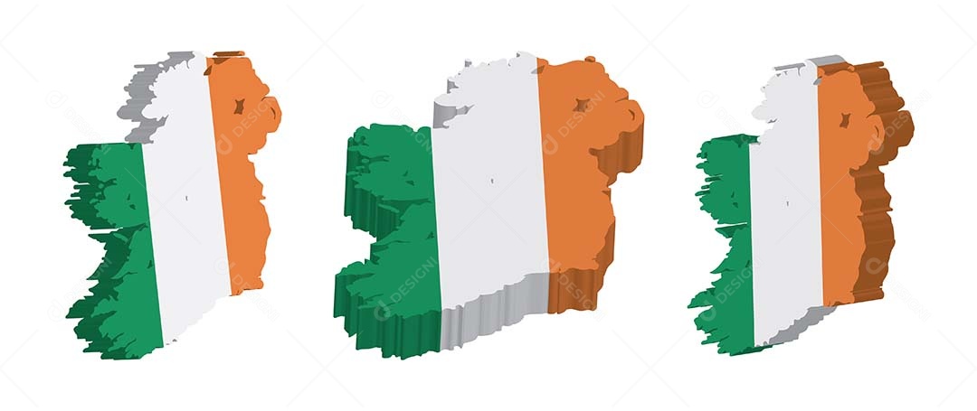 Mapa 3D da Irlanda Ilustração Vetor EPS