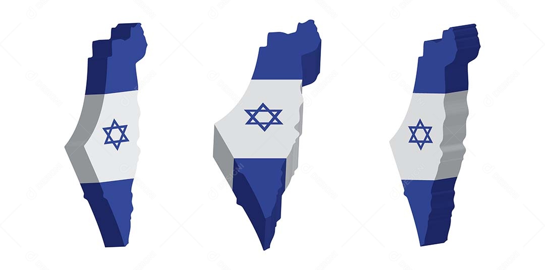 Mapa 3D de Israel Ilustração Vetor EPS