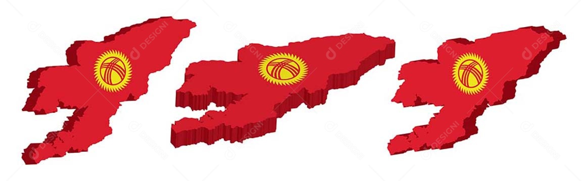 Mapa 3D do Quirguistão Ilustração Vetor EPS