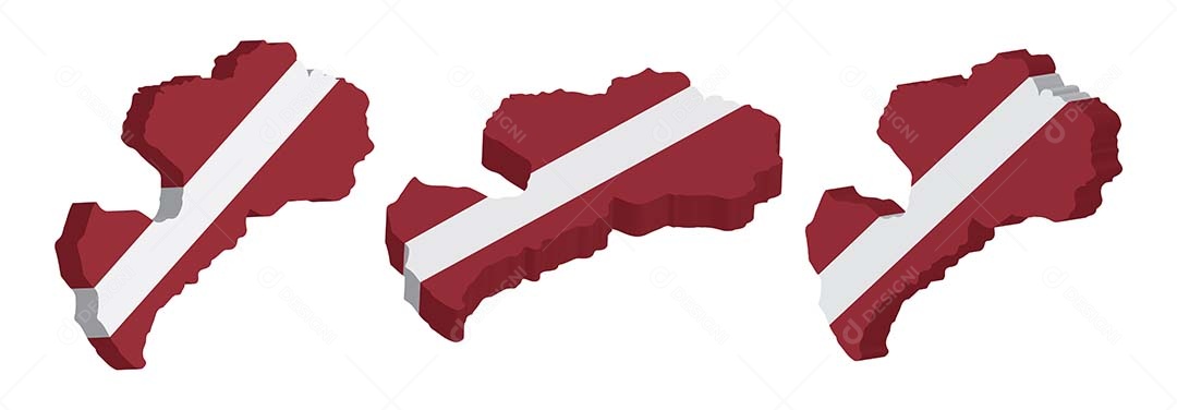 Mapa 3D da Letônia Ilustração Vetor EPS