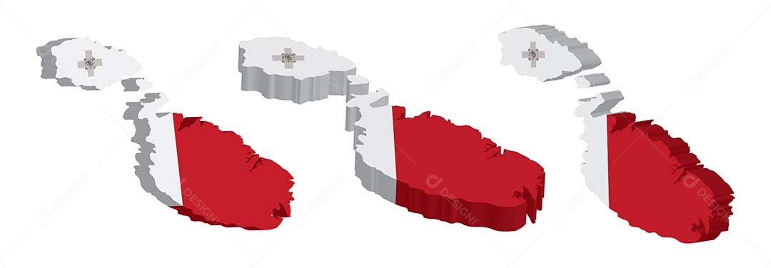 Mapa 3D da Malta Ilustração Vetor EPS