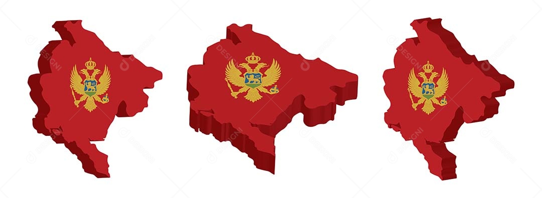 Mapa 3D de Montenegro Ilustração Vetor EPS