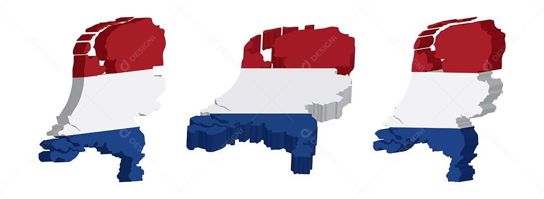 Mapa 3D da Holanda Ilustração Vetor EPS