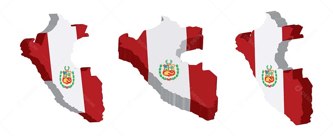 Mapa 3D da Peru Ilustração Vetor EPS