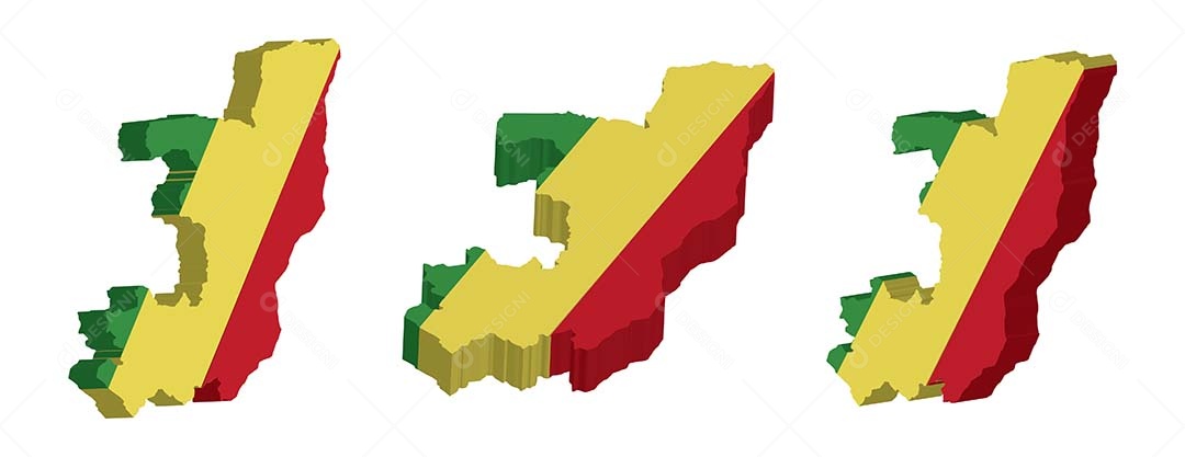 Mapa 3D da República do Congo Ilustração Vetor EPS