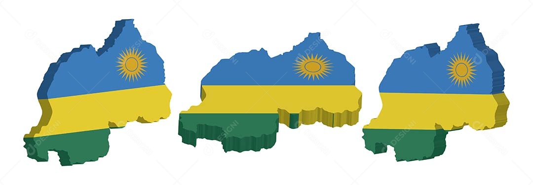 Mapa 3D da Ruanda Ilustração Vetor EPS