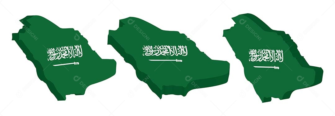 Mapa 3D da Arábia Saudita Ilustração Vetor EPS