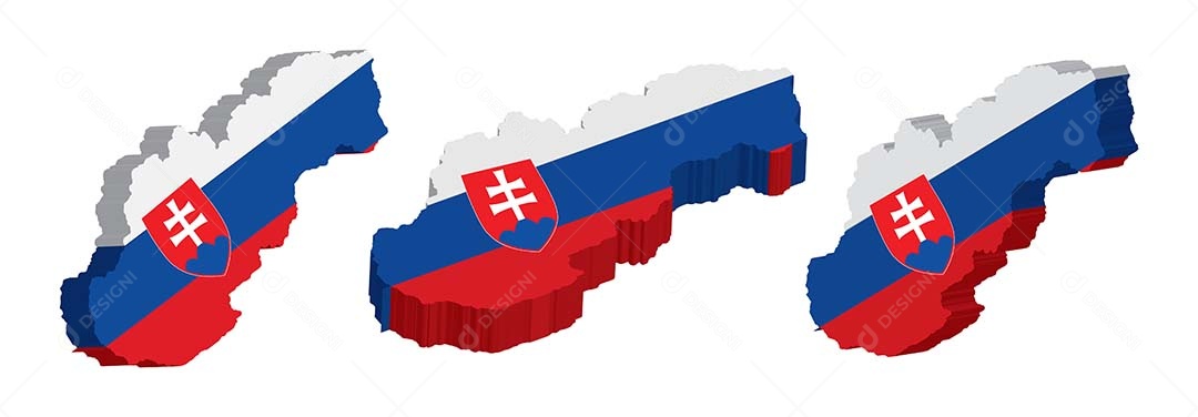 Mapa 3D da Eslováquia Ilustração Vetor EPS
