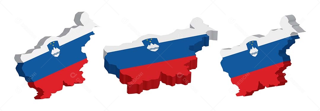 Mapa 3D da Eslovênia Ilustração Vetor EPS