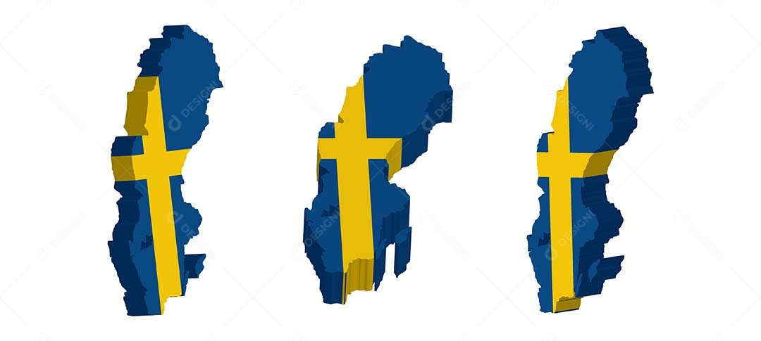 Mapa 3D da Suécia Ilustração Vetor EPS