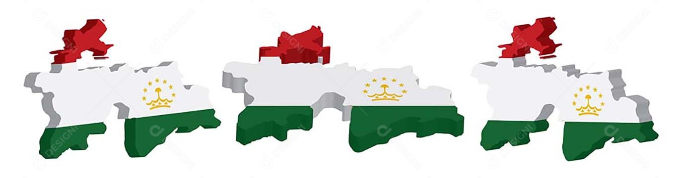 Mapa 3D do Tadjiquistão Ilustração Vetor EPS